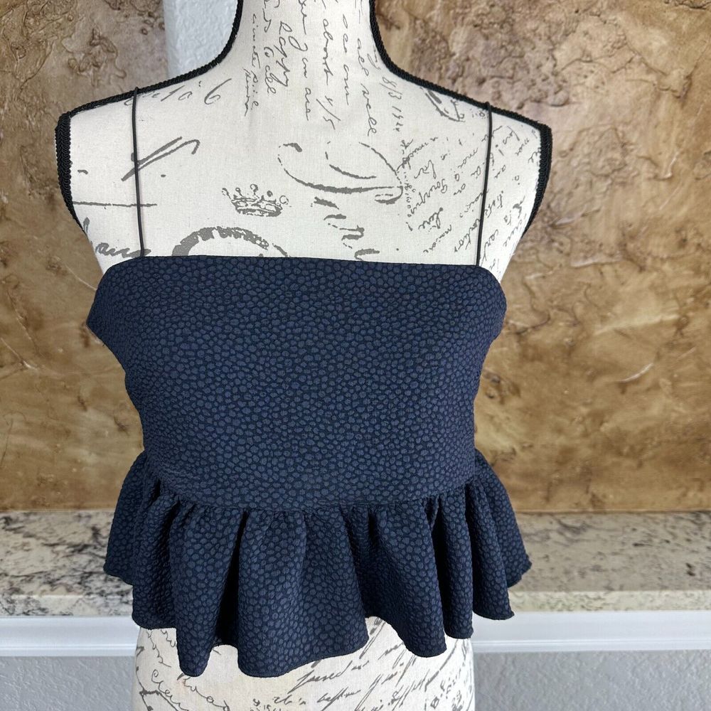 Lani the Label‎ Peplum Cropped Top Womens Medium Blue Textured Party/Cocktail
